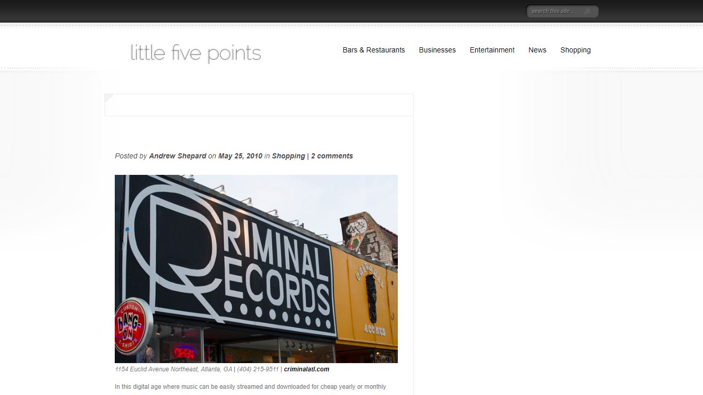 Criminal Records | Little Five Points